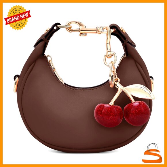 Handbags - Mini Top Handle Crossbody Bag PU Leather Hobo Style Adjustable Strap